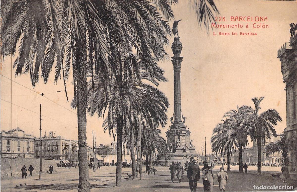 Postales: Tarjeta Postal Monumento a Col&oacute;n en Barcelona de Lucien Roisin