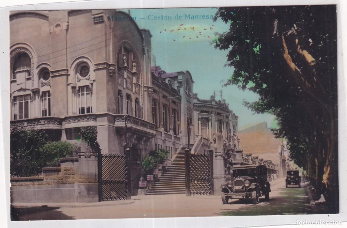 Postcards: Manresa, Casino de Manresa coche de &eacute;poca. Escrita. Sin circular.