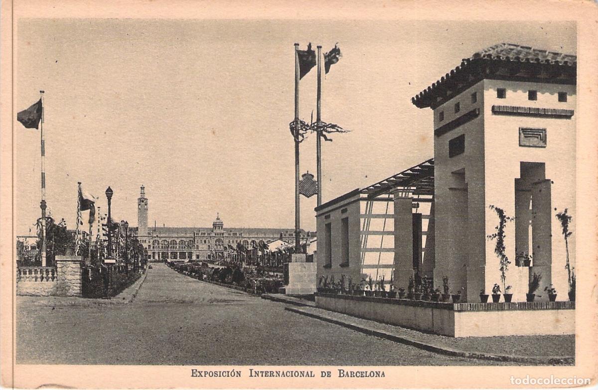 Postales: Postal de la Avenida del Estadio, Exposici&oacute;n Internacional de Barcelona