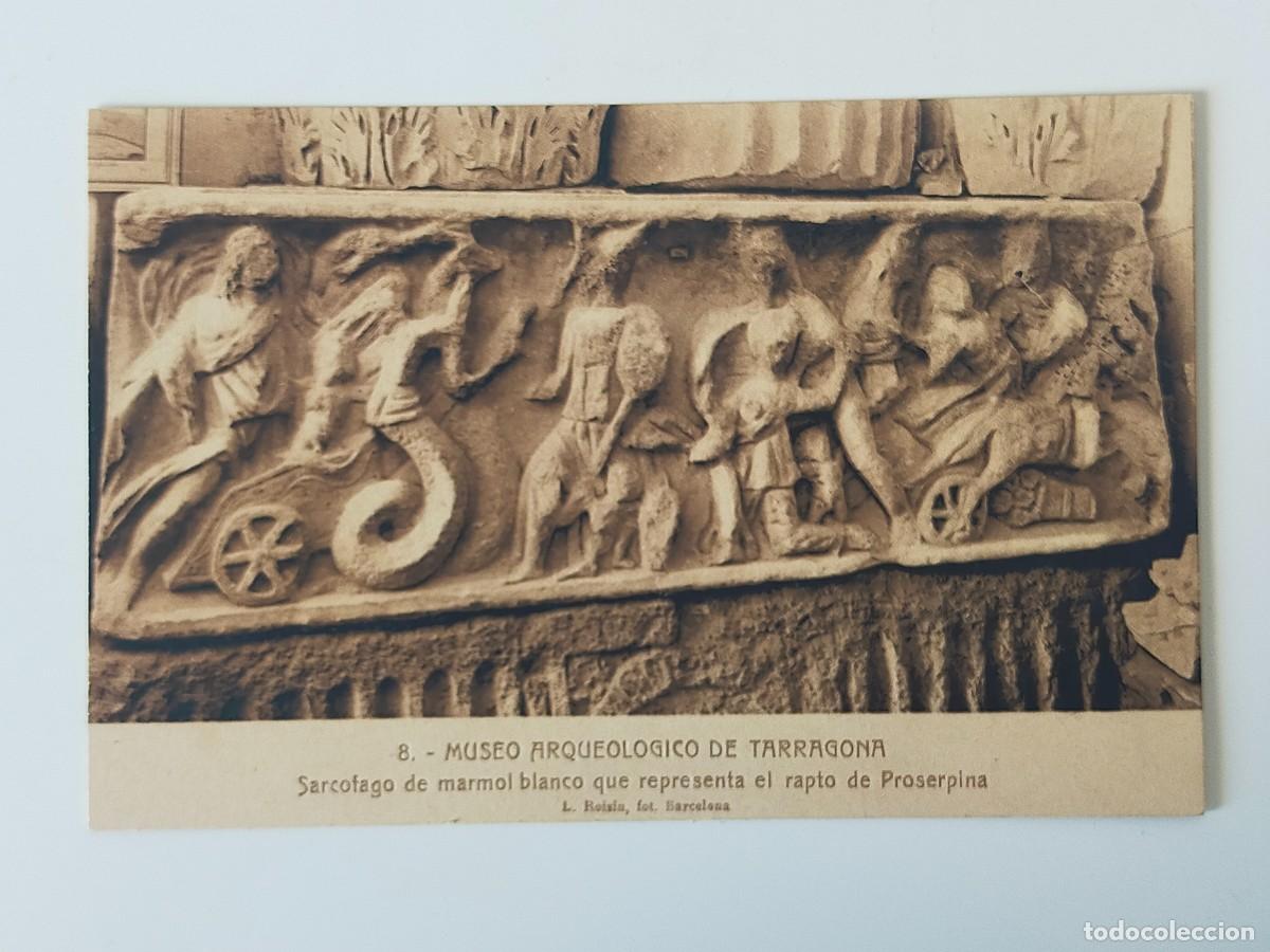 Postales: Tarjeta Postal MUSEO ARQUEOLOGICO TARRAGONA, Sarc&oacute;fago de marmol - Fot L. Roisin - Escrita.
