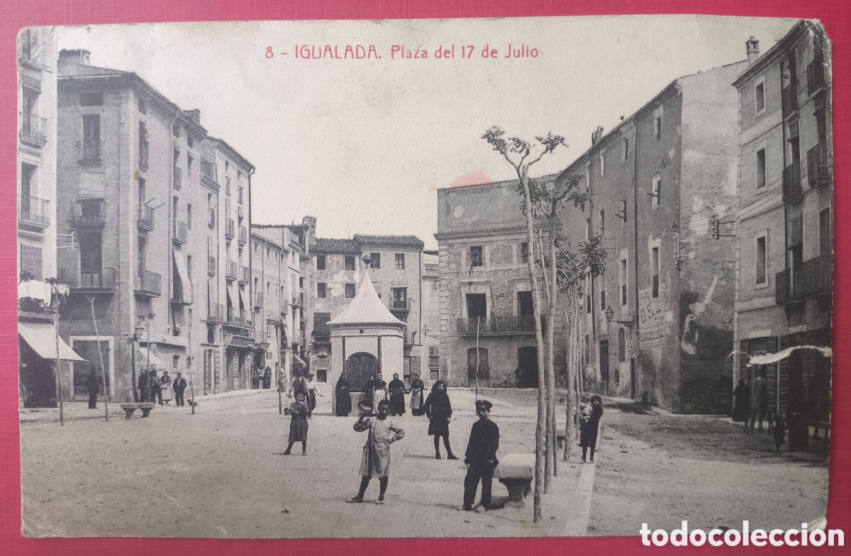 Postales: IGUALADA PLA&Ccedil;A 17 JULIOL POSTAL ANIMADA FOTOTIPIA 1915