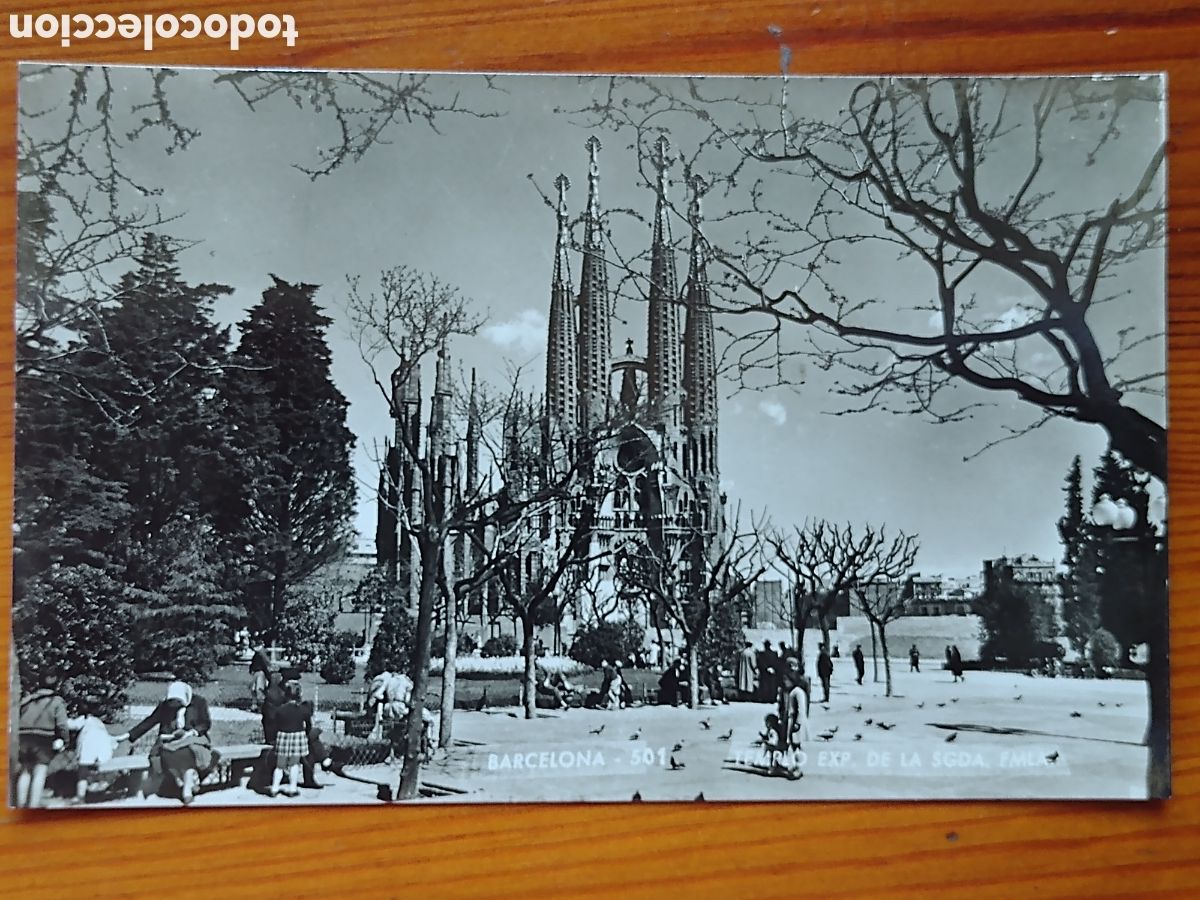 Postales: Postal anys 50 Sagrada Fam&iacute;lia, de Barcelona, b/n
