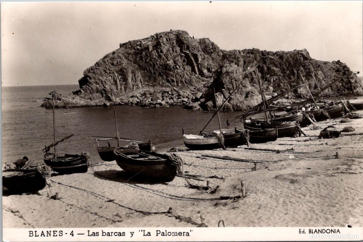 Postales: Blanes - Las barcas y La Palomera - n&ordm; 4 - Ed. Blandonia - 134x88mm - Barca Joaquina