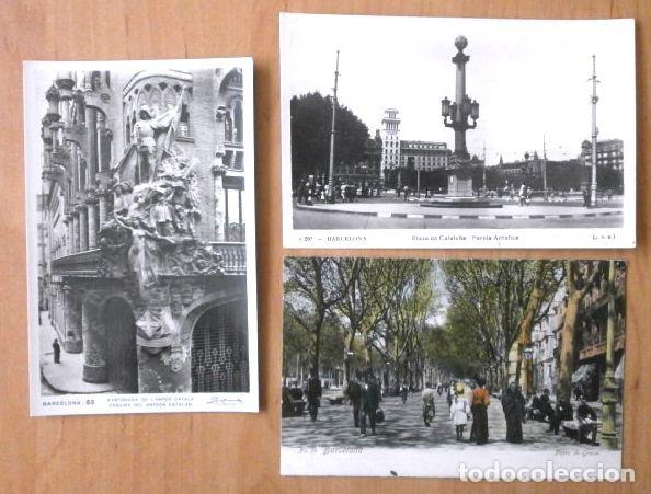 Cartoline: BARCELONA (capital) Lote 3 Postales Antiguas - Orfe&oacute; Catal&agrave;, Paseo de Gracia, Plaza Catalu&ntilde;a