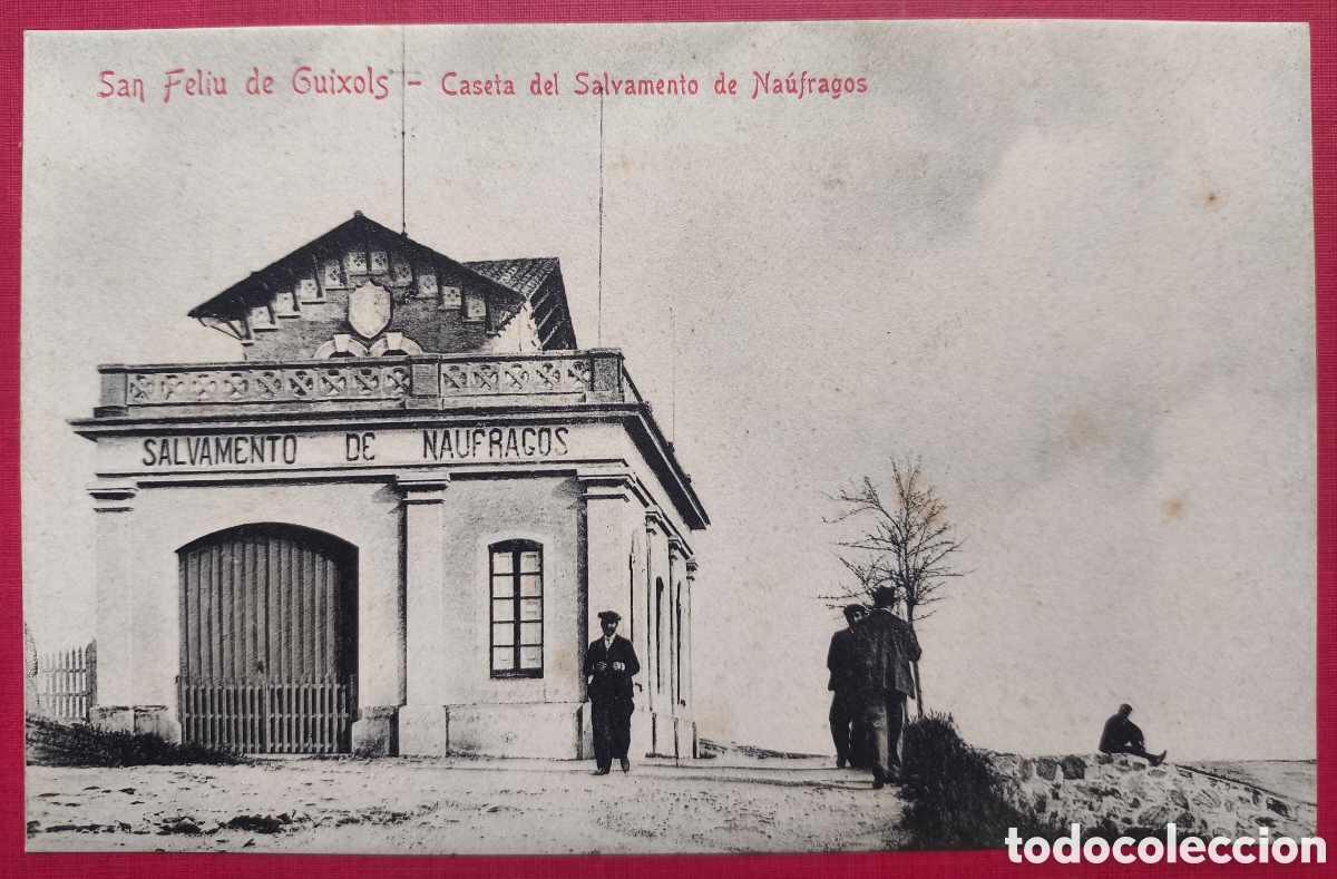 Postales: SANT FELIU DE GU&Iacute;XOLS CASETA SALVAMENT N&Agrave;UFRAGS POSTAL ANIMADA FOTOTIPIA GIRONA C. 1920