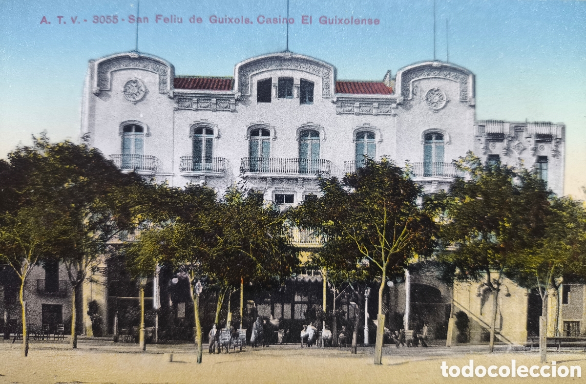 Postales: SANT FELIU DE GU&Iacute;XOLS CASINO POSTAL A COLOR FOTOTIPIA GIRONA C. 1920