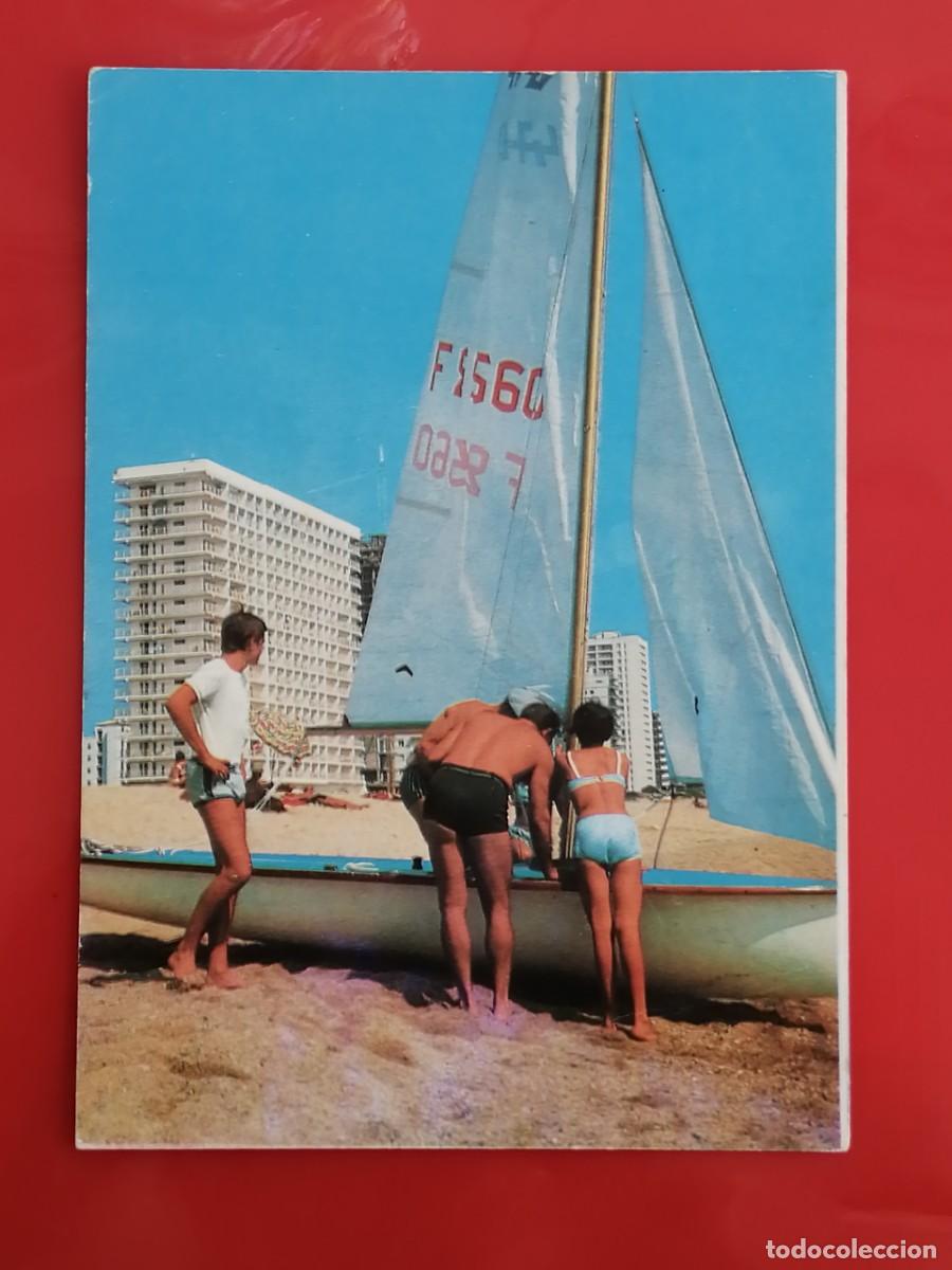 Postales: POSTAL 18717 ESCRITA-BERGAS 33 PLAYA DE ARO GIRONA BARCO BA&Ntilde;ISTAS