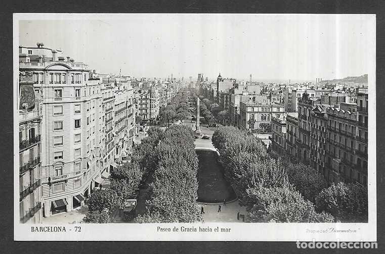 Postales: Postal. Barcelona 72 Paseo de Gracia hacia el mar. Pablo D&uuml;mmatzen 1940/1950