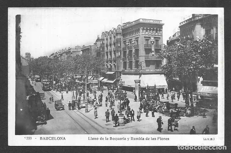 Postales: Postal. Barcelona. n&ordm; 233 Llano de la Boquer&iacute;a y Rambla de las Flores. J.Vernini sin circular