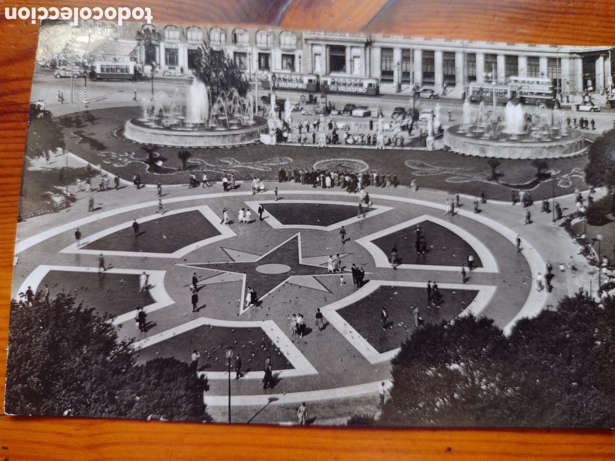 Postales: Postal anys 50, rellotge flors pl. Catalunya.