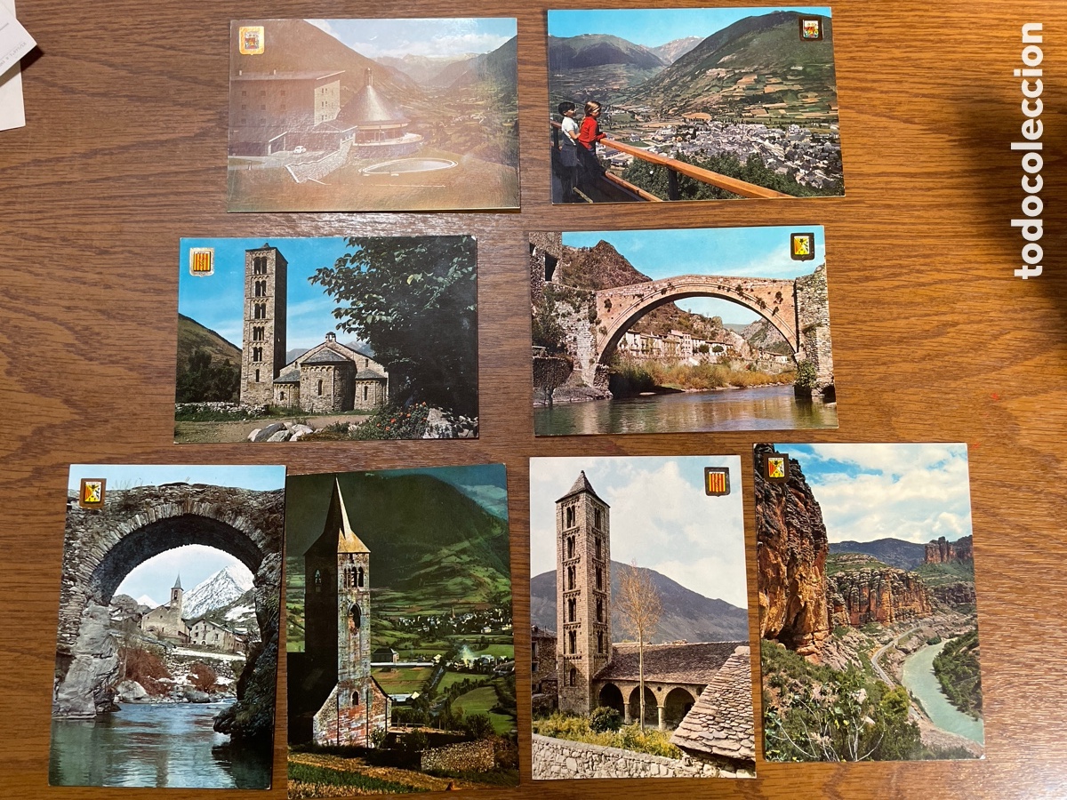 Postales: Lote 8 Antiguas Pirineos S/C Romanico Vielha Vilach Ta&uuml;ll Cardet Escudo de Oro Fisa CYP S/C