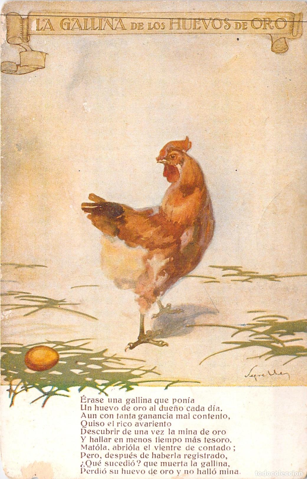 Postales: Tarjeta Postal F&aacute;bula La Gallina de los Huevos de Oro Segrelles