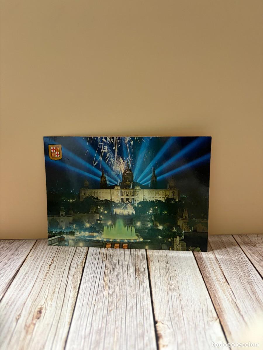 Postales: TARJETA POSTAL. BARCELONA. N&ordm; 5.- FUENTE MONUMENTAL Y PALACIO DE MONTJUIC. ESCUT D'OR