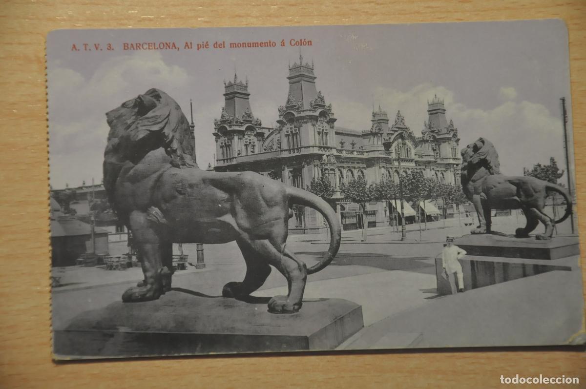 Postales: postal barcelona, al pie del monumento a colon atv 3