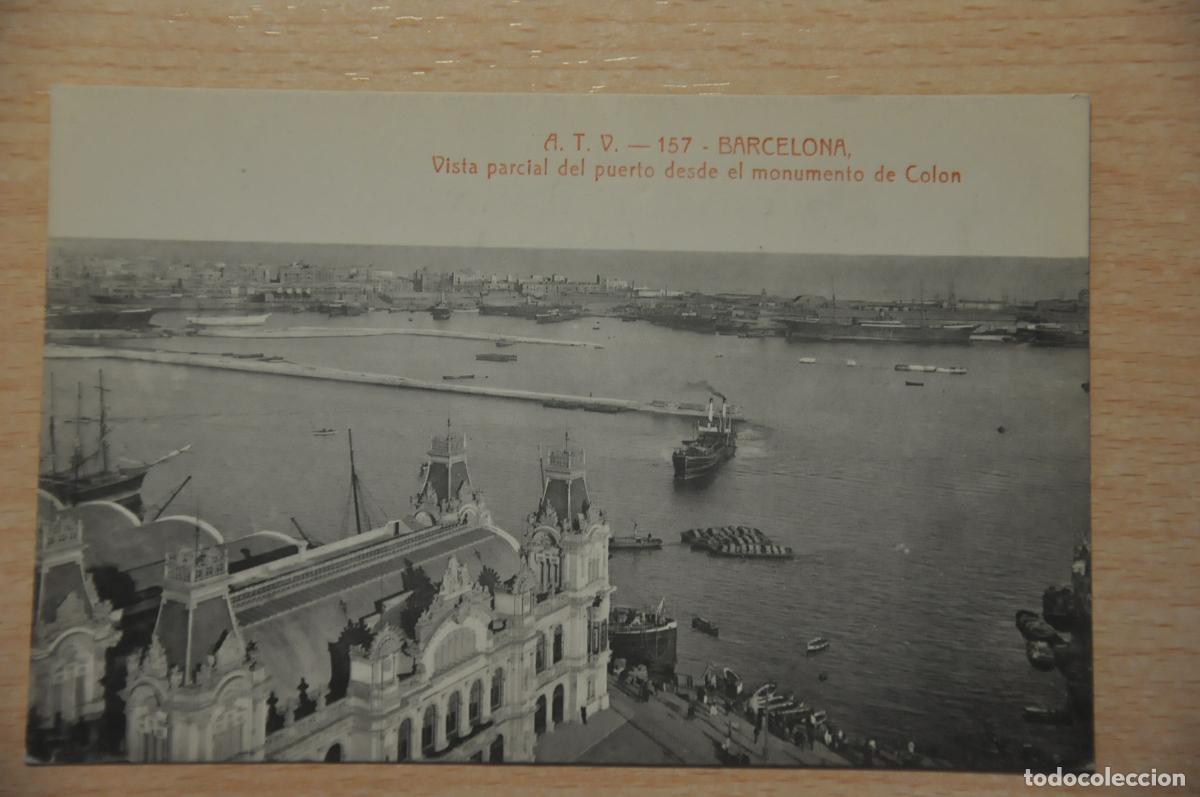 Postales: postal barcelona, vista parcial del puerto desde el monumento de colon atv 157