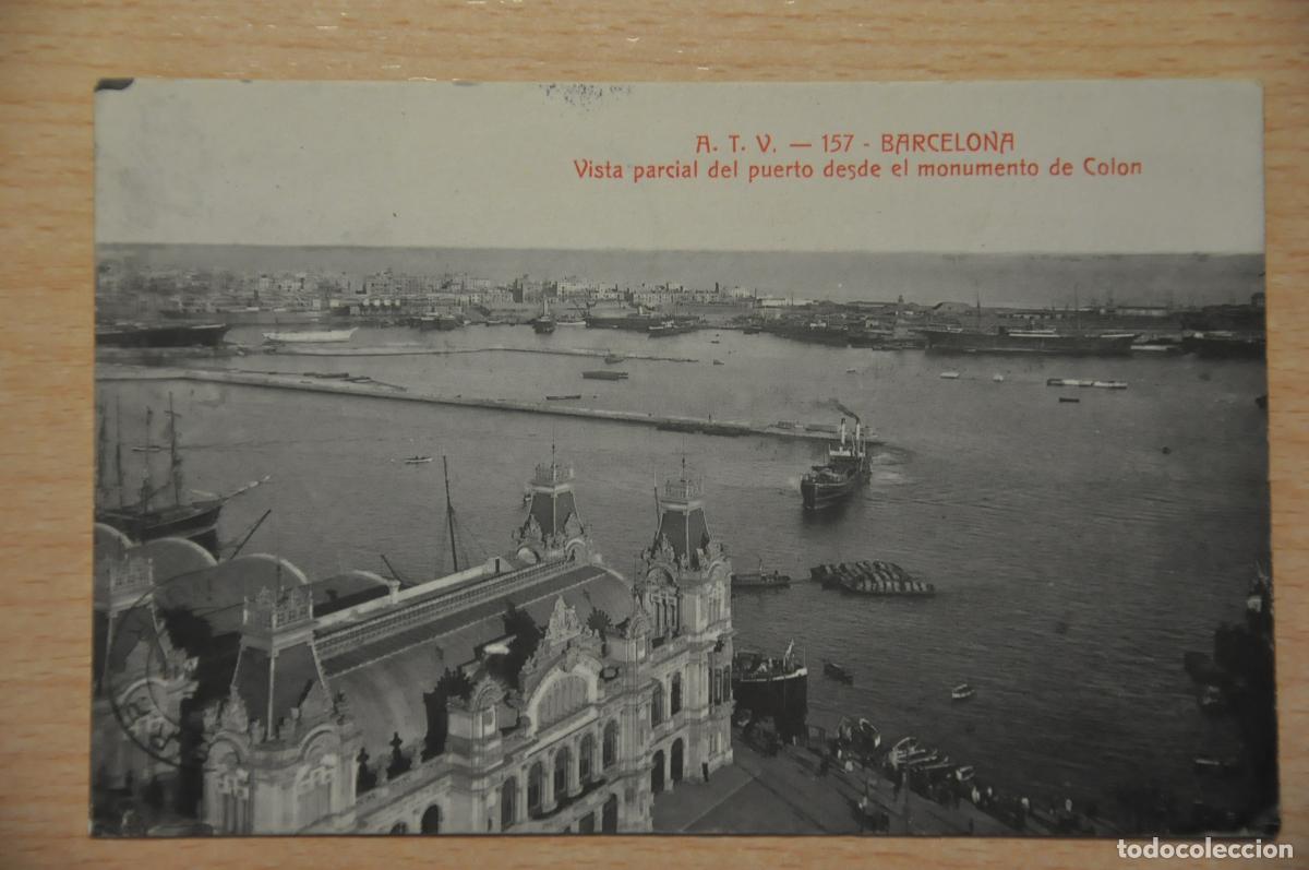 Postales: postal barcelona, vista parcial del puerto desde el monumento de colon atv 157