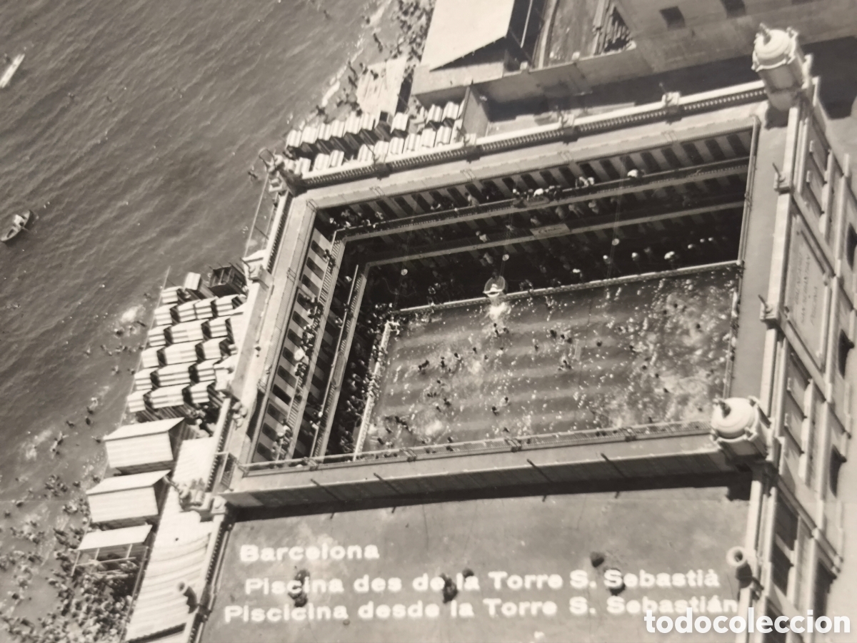 Postales: BARRI BARCELONETA PISCINA VISTA A&Eacute;REA POSTAL FOTOGR&Aacute;FICA BARCELONA C. 1930
