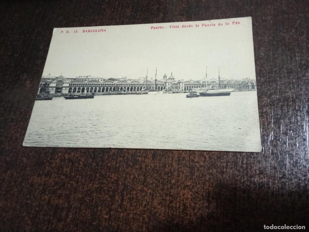 Postales: Barcelona puerto vista desde la puerta de la paz.