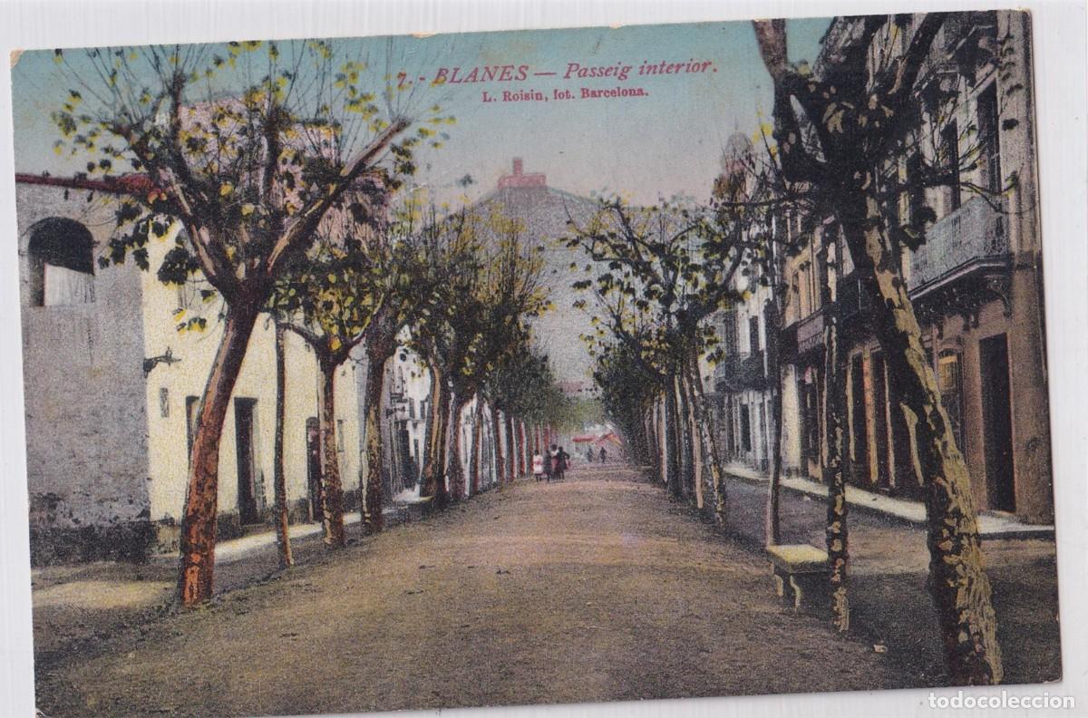 Postais: 7 Blanes Passeig interior. L. Roisin. Escrita. Sin circular.