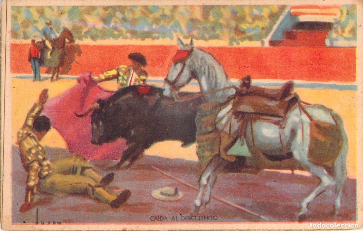 Postales: Postal de Tauromaquia: Lances de una Corrida - Ca&iacute;da al Descubierto