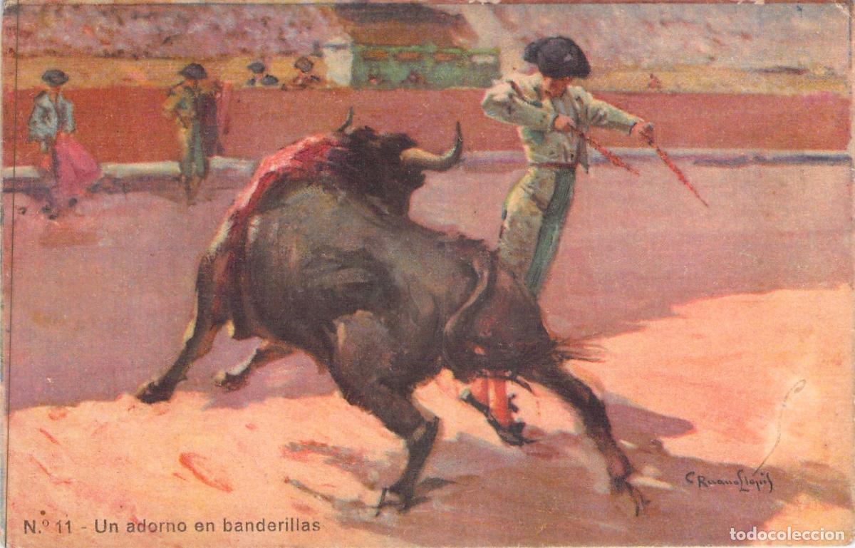 Postales: Postal de Tauromaquia Un Adorno en Banderillas Ruano Llopis