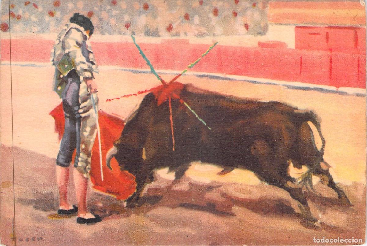 Postales: Postal de Tauromaquia Torero con Muleta y Toro en la Plaza