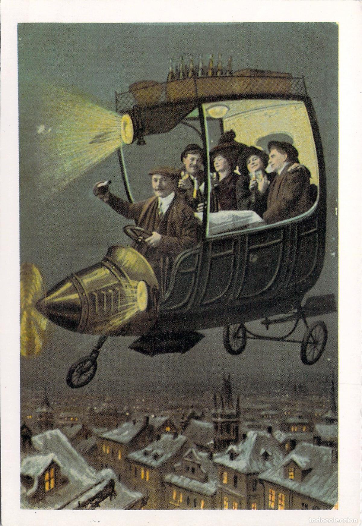 Postales: Tarjeta Postal M&aacute;quina Voladora Fantas&iacute;a y Celebraci&oacute;n Nocturna