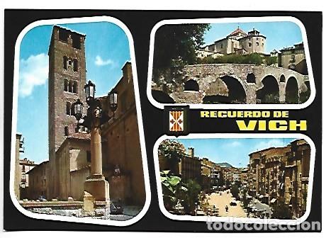 Postales: CATEDRAL, CAMPANARIO ROMANICO - PUENTE - PASEO JOSE ANTONIO.- VICH