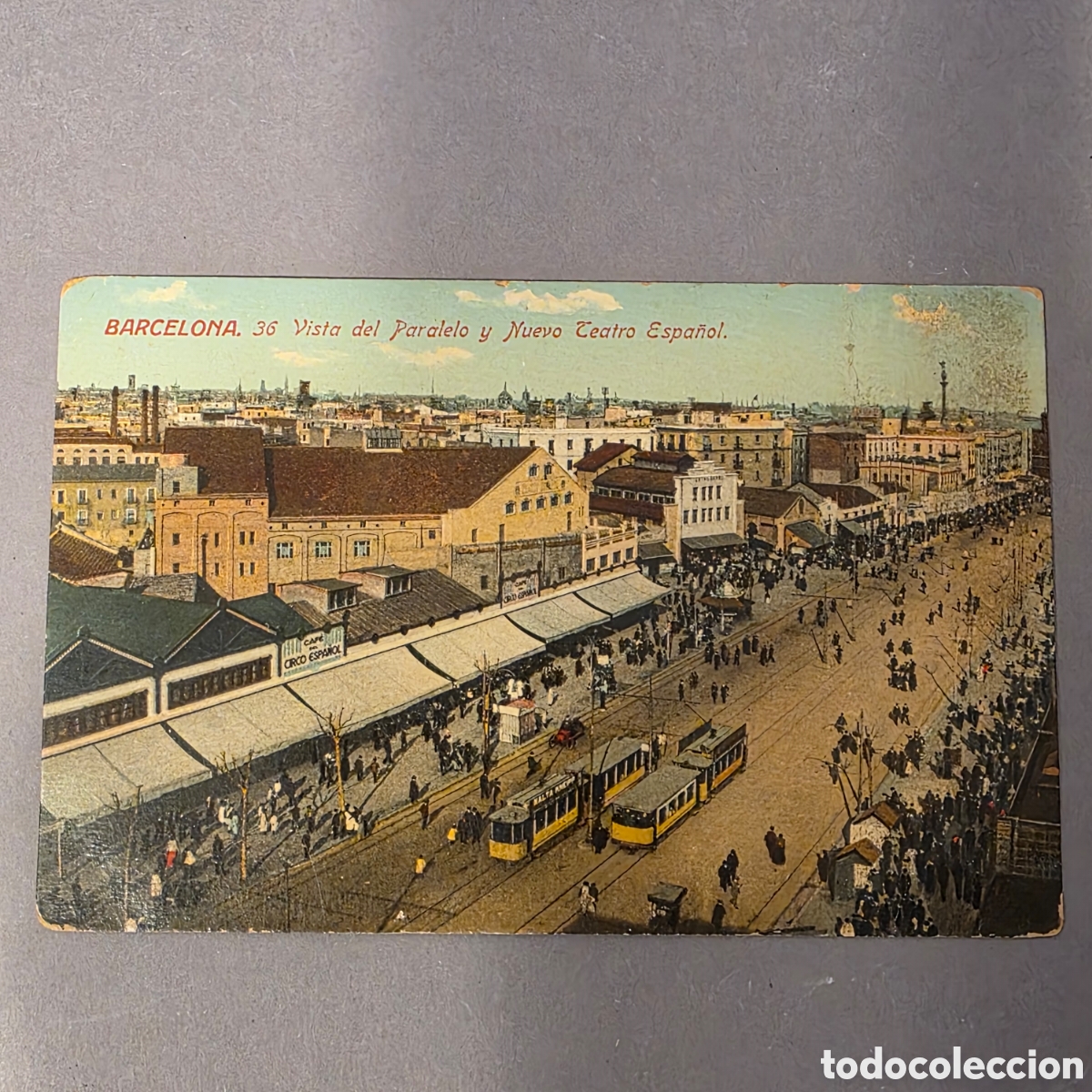 Postales: Postal antigua Barcelona - Vista del Paralelo y Nuevo Teatro Espa&ntilde;ol - Ed. Jorge Venini