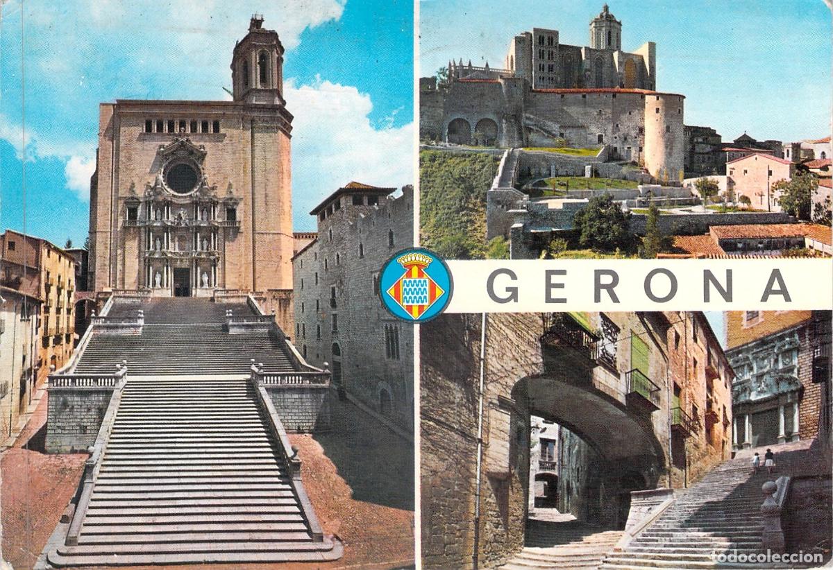 Cartoline: Postal Tur&iacute;stica de Gerona con Vistas de la Catedral y Calles T&iacute;picas
