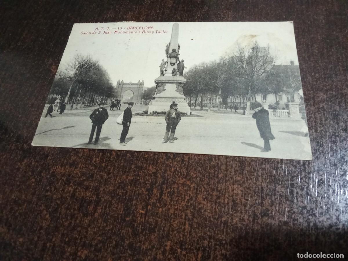 Postales: POSTAL A.T.V. - 75 - BARCELONA , SAL&Oacute;N DE S. JUAN , MONUMENTO A RIUS Y TAULET