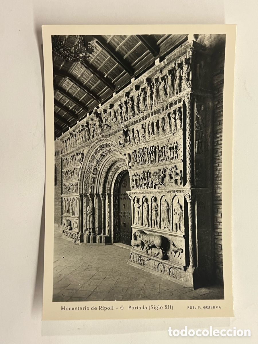 Postales: RIPOLL (Girona) Postal No.9, Monasterio de Ripoll. Portada siglo XII.. Ed. Fot. Guilera