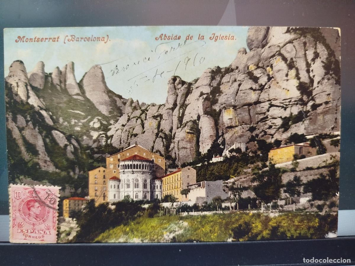 Postales: Postal antigua Montserrat - &Aacute;bside de la Iglesia - Edici&oacute;n Ottmar Zieher, M&uacute;nich - Circulada en 1910