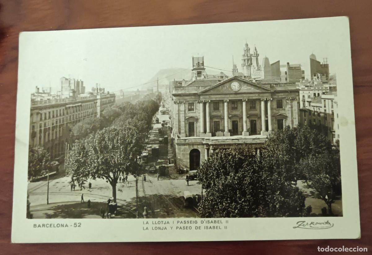Postales: POSTAL BARCELONA LA LONJA Y PASEO DE ISABEL II ZERKOWITZ N&ordm; 52 14X9 CM. SIN ESCRIBIR