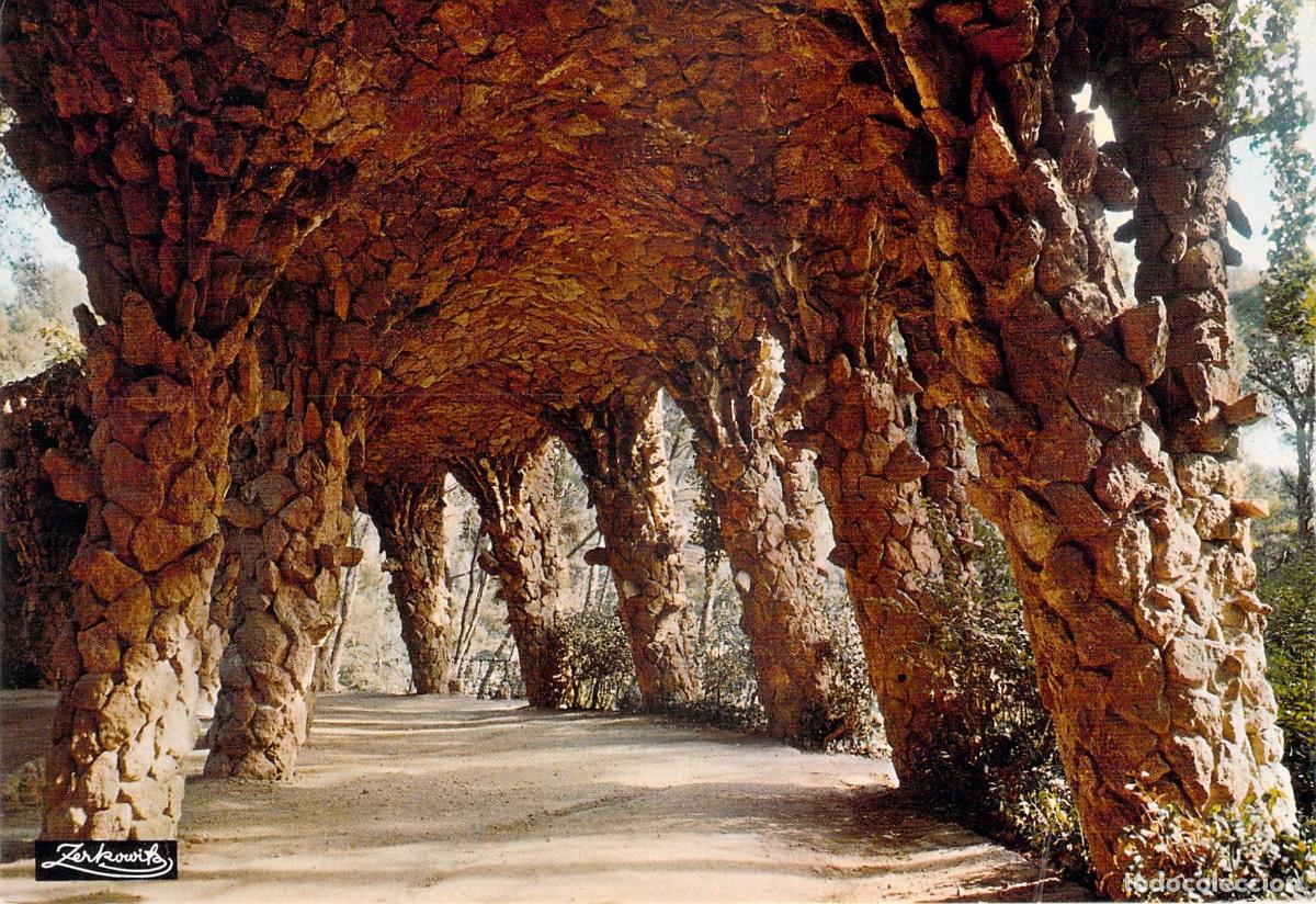 Postales: Postal de Barcelona Parque G&uuml;ell Detalle Arcadas Gaud&iacute;