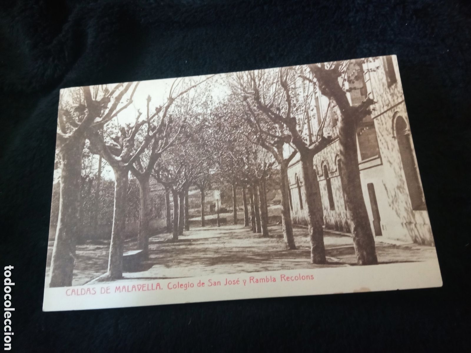 Postales: Antigua postal fotogr&aacute;fica, Caldas de Malavella Colegio de San Jos&eacute; y Rambla Recolons