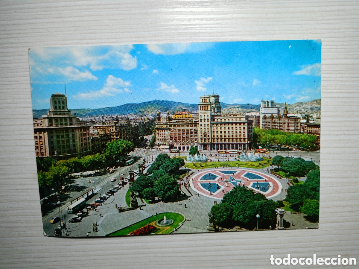 Postales: Postal de Barcelona - Plaza de Catalu&ntilde;a - A&ntilde;os 60