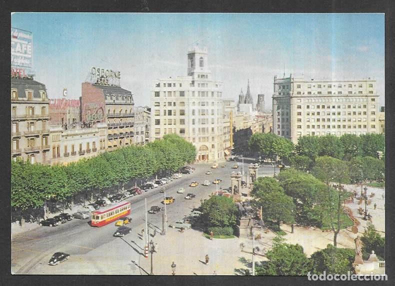 Postkarten: Postal. Barcelona- 5.009 Plaza de Catalu&ntilde;a y Avenida Pta. Angel Reuss Ro/Color 1960