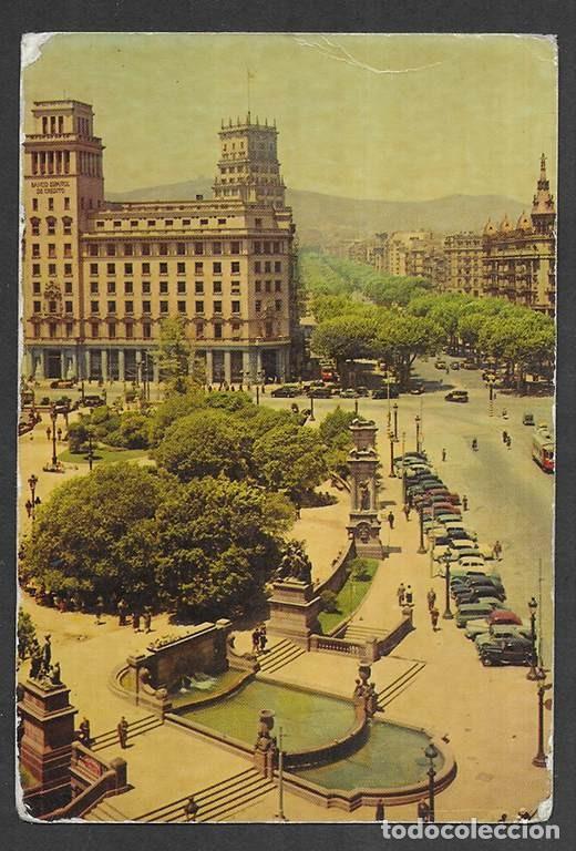 Postales: Postal. Barcelona- N&ordm; 18 Plaza de Catalu&ntilde;a esquina Paseo de Gracia. Ferrandiz 1959