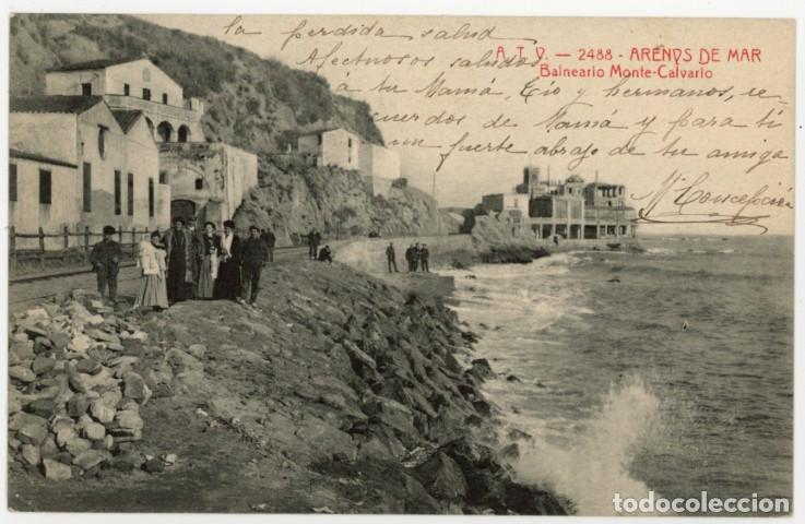 Postales: a11293 Arenys De Mar Balneario Monte Calvario Atv N&ordm;2488 circulada 1916 animada