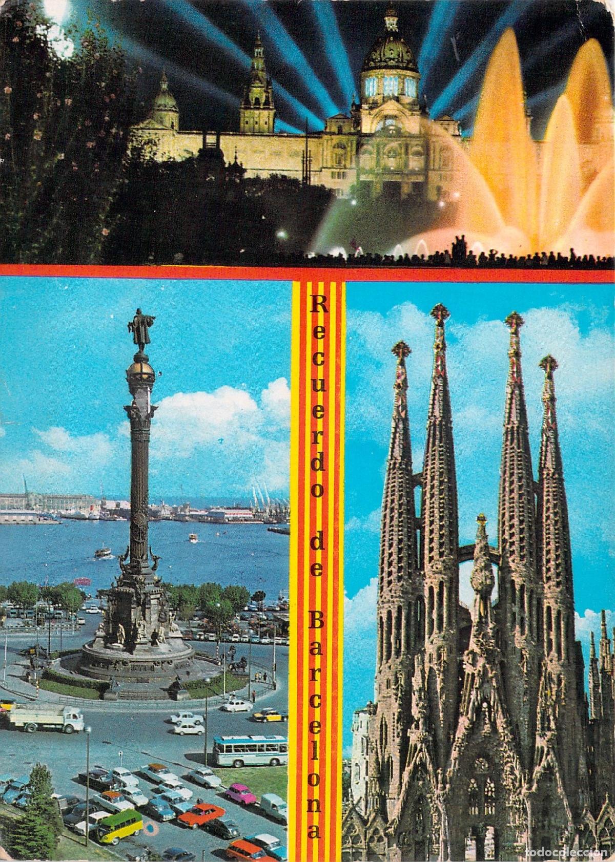 Postales: Postal Multivista de Barcelona con Sagrada Familia y Monumentos