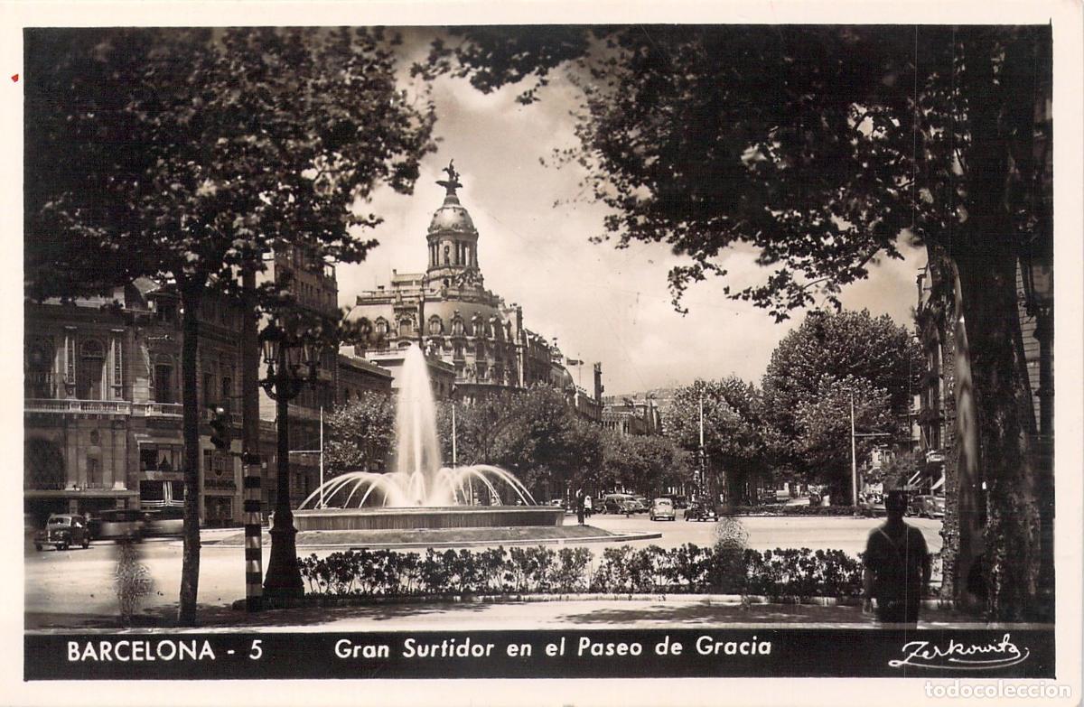 Postales: Postal de Barcelona, Gran Surtidor en el Paseo de Gracia, Zerkowitz