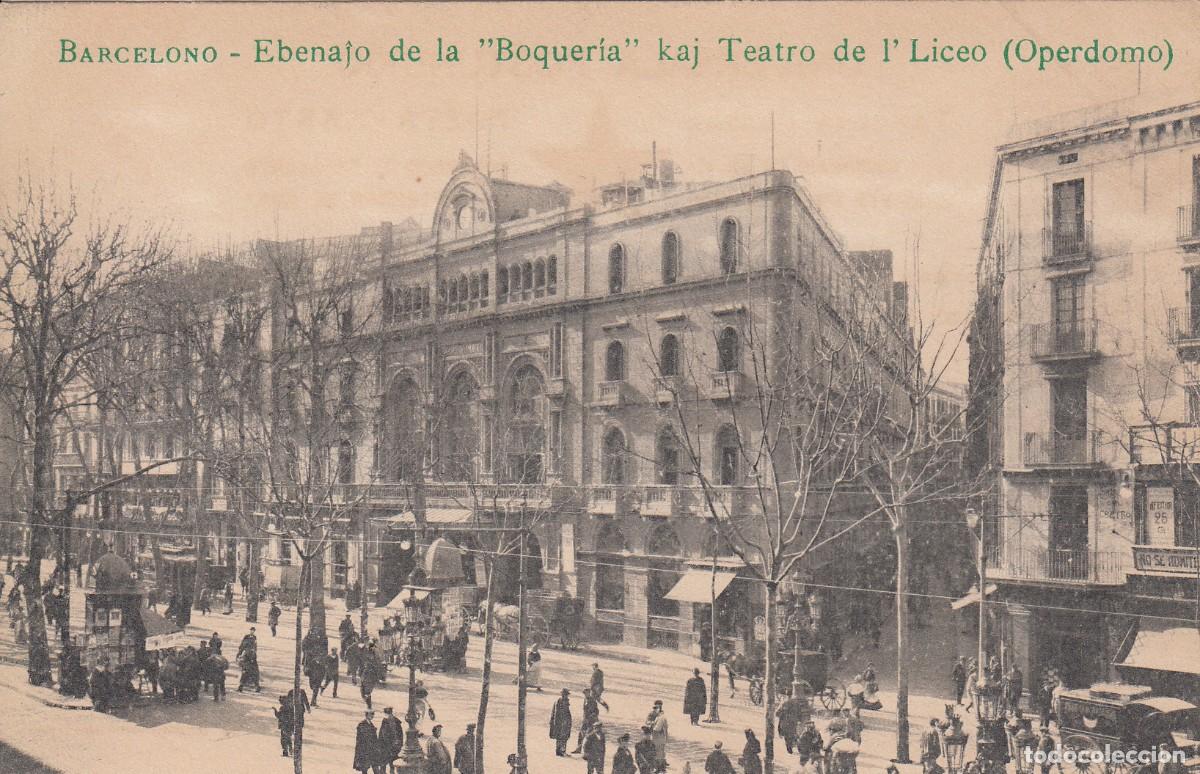 Postales: 1909 POSTAL ESPERANTO BARCELONA - EBENATO DE LA BOQUER&Iacute;A -- MERCADO BOQUER&Iacute;A --
