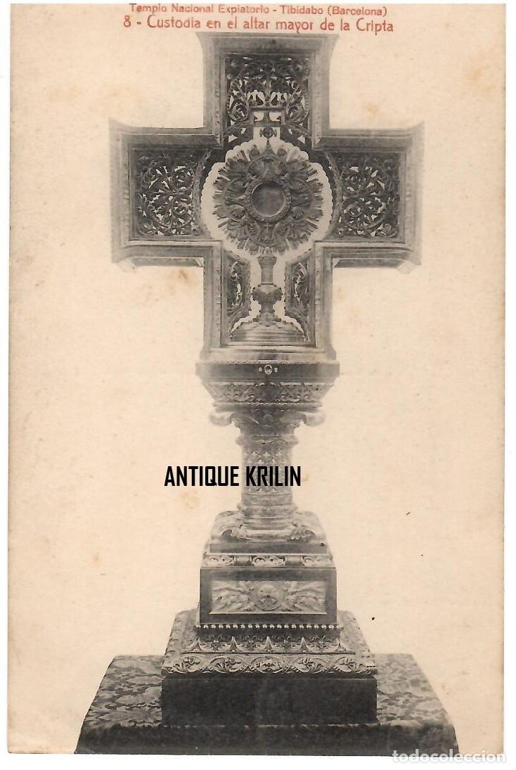 Postales: BARCELONA / TEMPLO DEL TIBIDABO N&ordm; 8 CUSTODIA ALTAR MAYOR DE LA CRIPTA / SIN FRANQUEAR