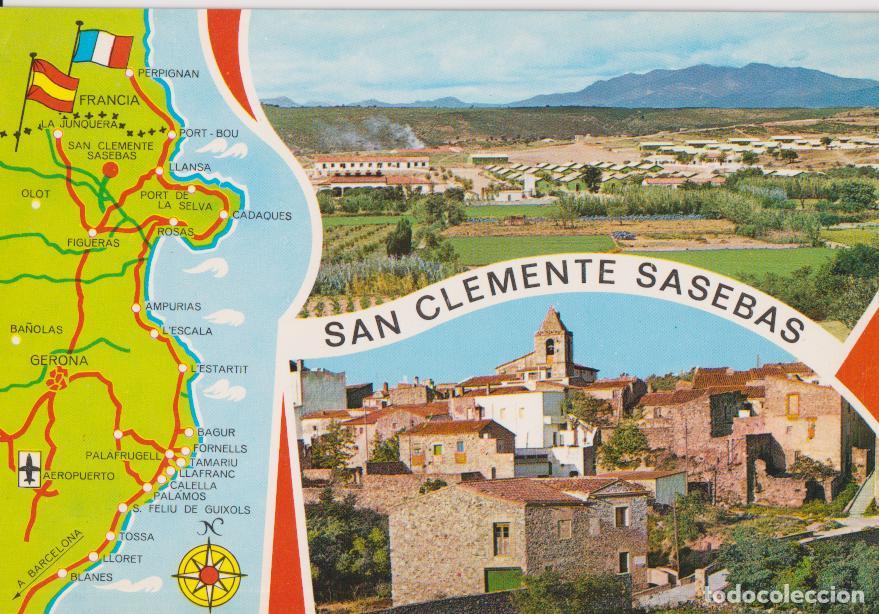Postales: SANT CLIMENT SASSEBAS (GIRONA) MAPA, VARIAS VISTAS - GARCIA GARRABELLA N&ordm;9 - ESCRITA 1968