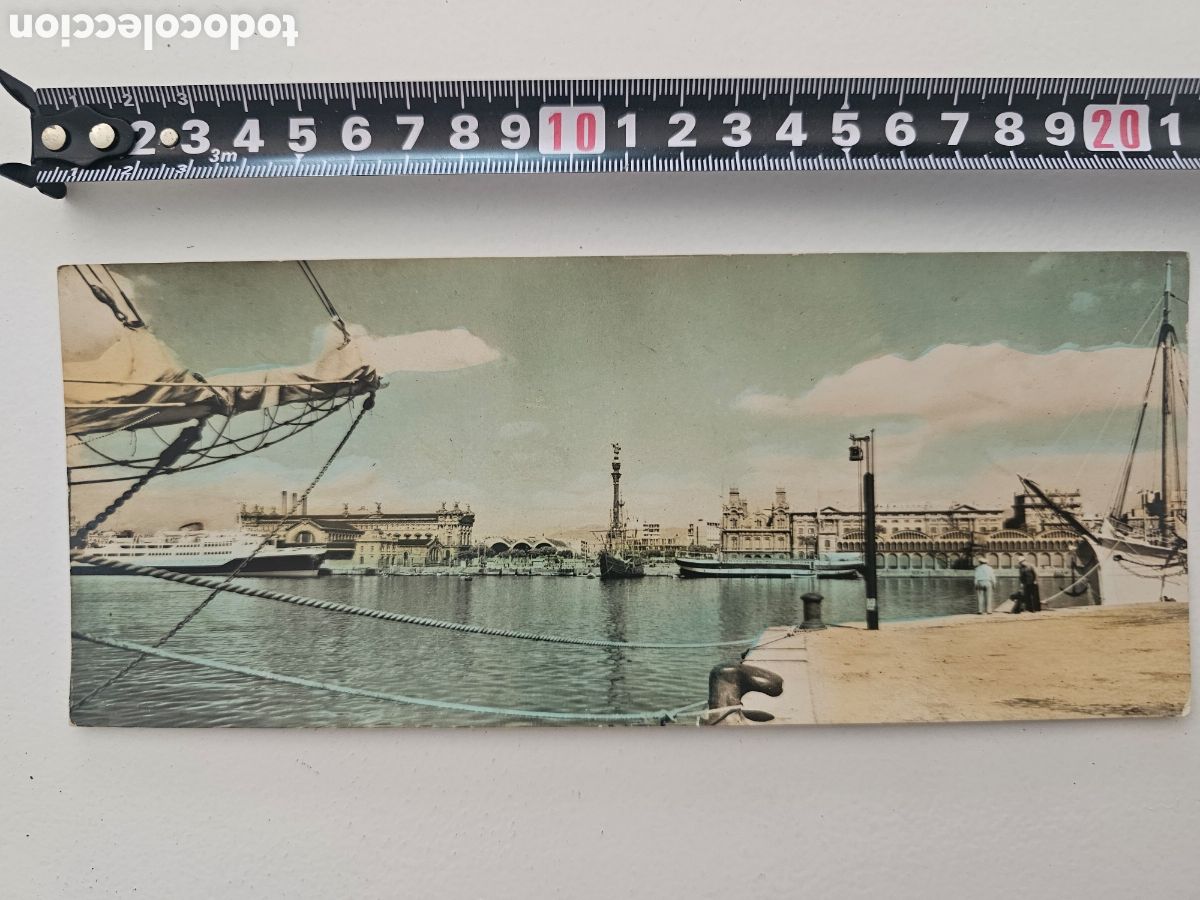 Cartes Postales: &Uacute;nica Postal en Todocolecci&oacute;n alargada de Barcelona n&deg; 1021 Vista Parcial del Puerto J. CEBOLLERO.