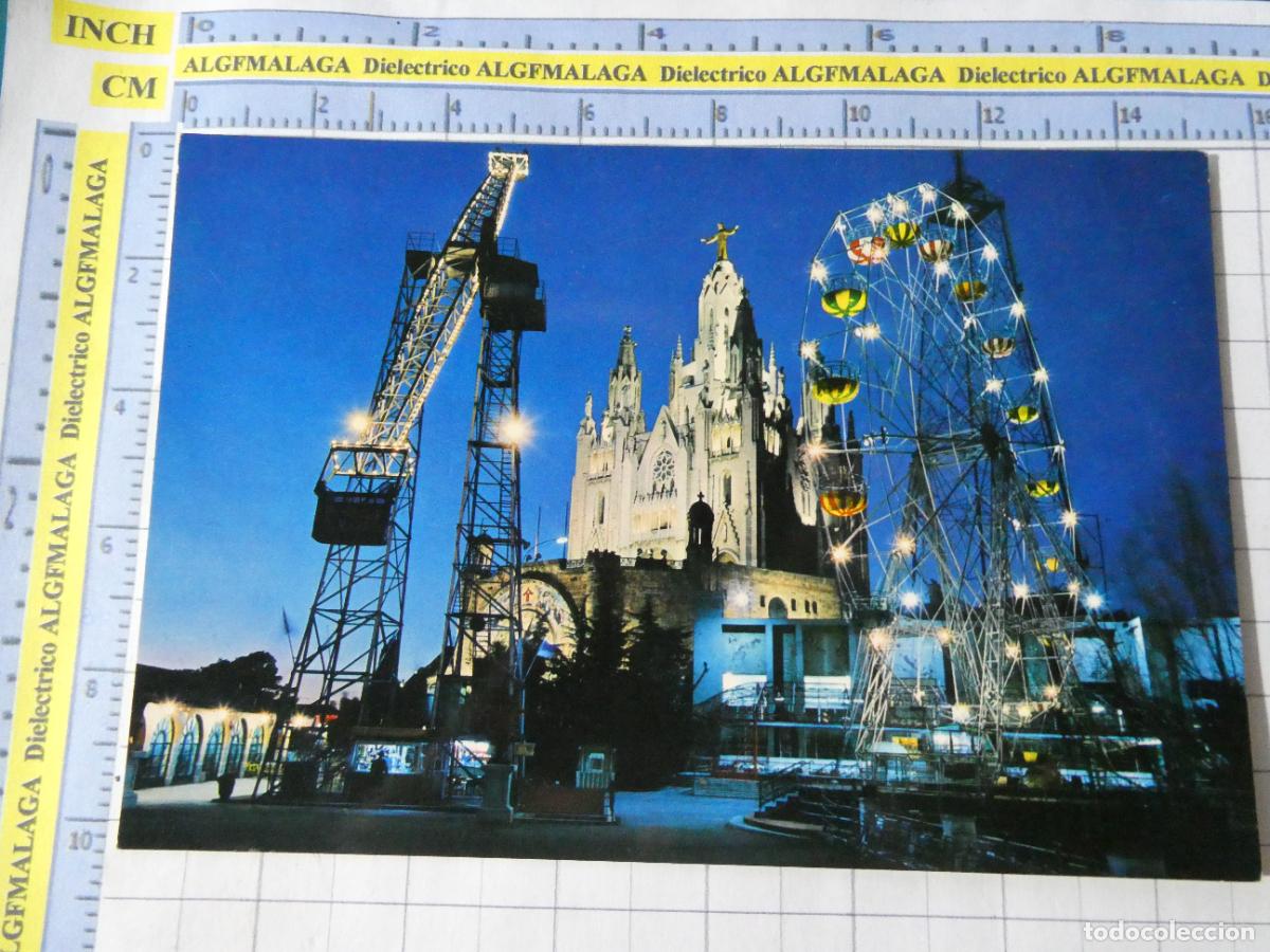 Postales: POSTAL DE BARCELONA. A&Ntilde;O 1965. TIBIDABO TEMPLO SAGRADO CORAZ&Oacute;N PARQUE ATRACCIONES 67 VIS. 4733
