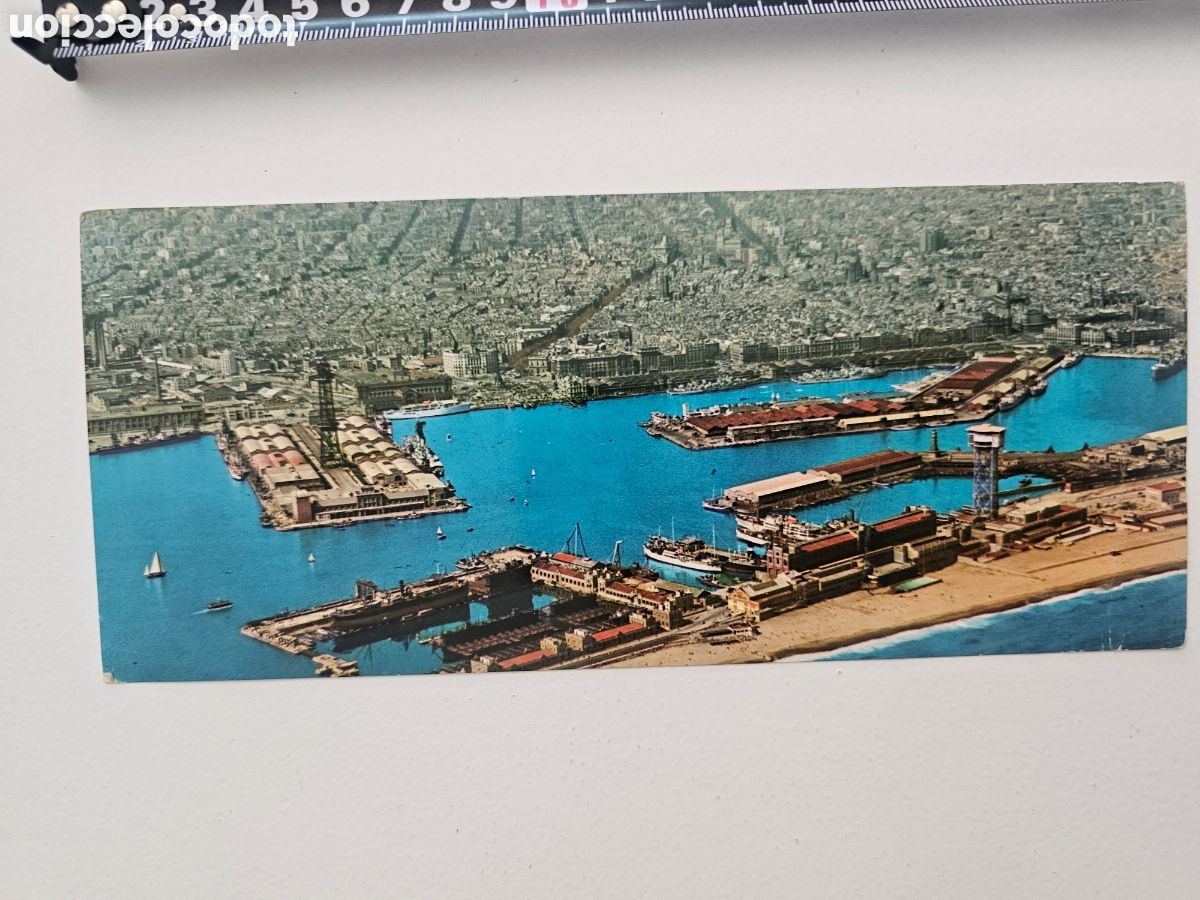 Postales: Postal grande del Puerto de Barcelona Vista A&eacute;rea 1962 Pilar Yeron o Yerovi Heidelberg