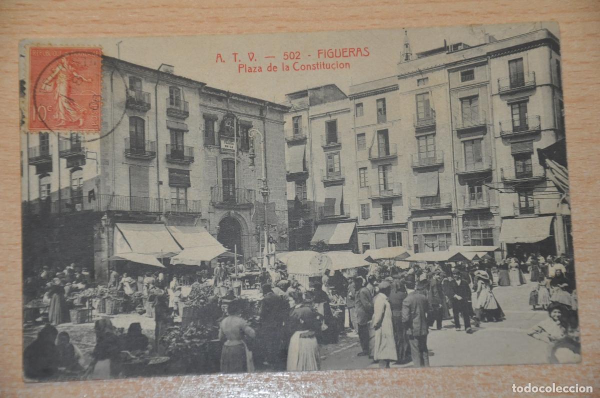 Postales: postal figuera, plaza de la constitucion atv 502