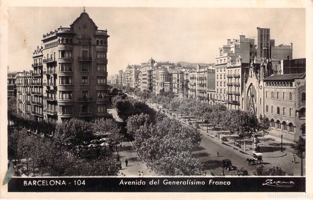 Postales: Postal de la Avenida del General&iacute;simo Franco en Barcelona